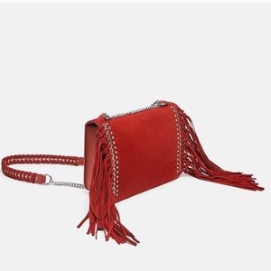 Fringe split suede crossbody bag